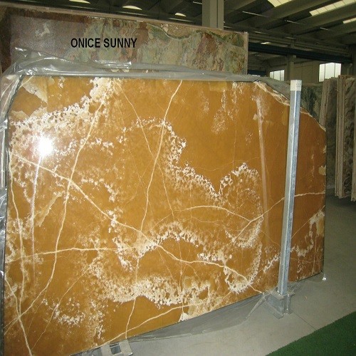 Polished Natural Yellow Granite Slab Onice Sunny