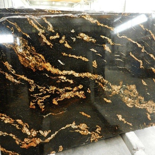 Yellow Vein Granite Slab Black Fusion