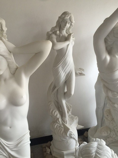 White Nude Body Art Marble Sculpture