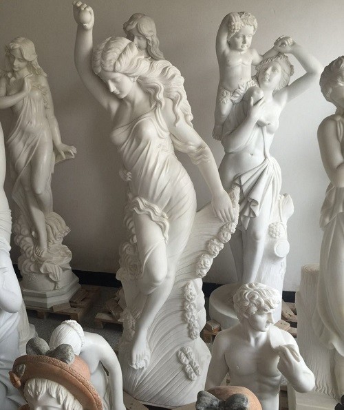 White Nude Body Art Marble Sculpture for Garden