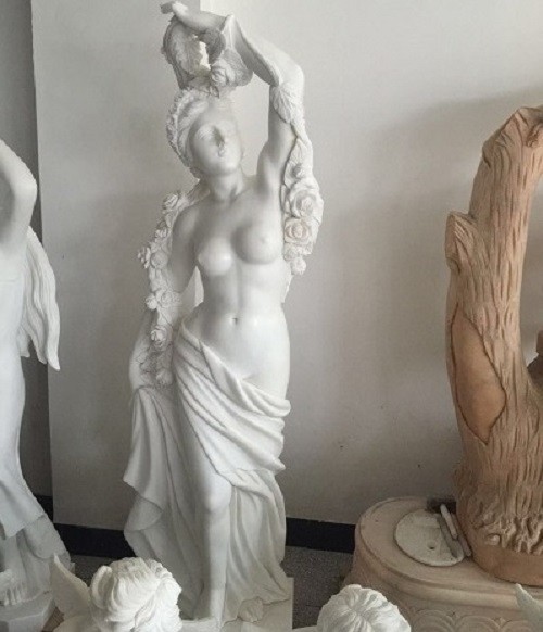 White Nude Body Art Marble Sculpture for Garden Or
