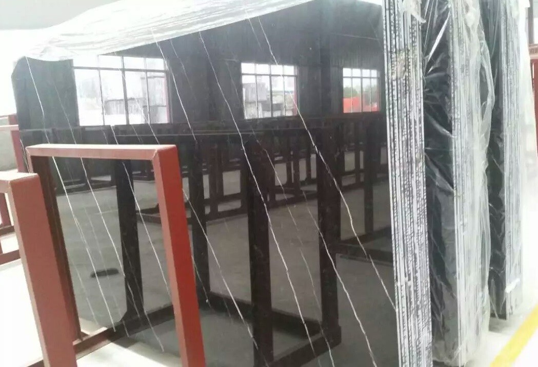 China High-Polished Black Marble Slab for Floors