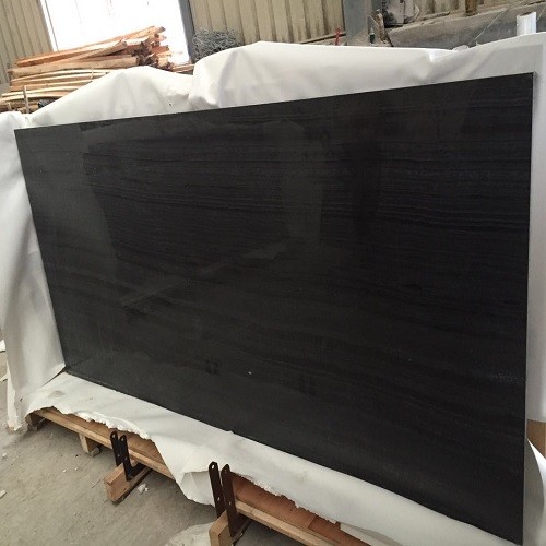 China Polished Black Wood Vein Marble Slab