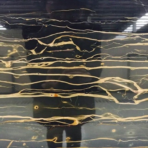 Polished Black Marble with Gold Vein Marble Slab
