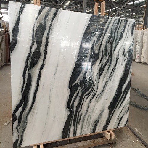 Polished White Marble Slab with Black Vein