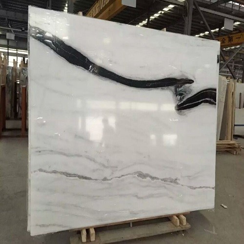 White Marble Slab with Black Vein for Flooring