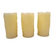 3PC ivory drip flameless wax LED candle set