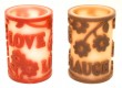 Love and Flower Carved Wax LED Candle