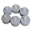 Silver Glitter Plastic LED Tea Lights