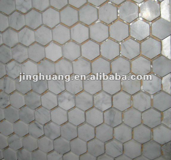Carrara white marble hexagon mosaic tile