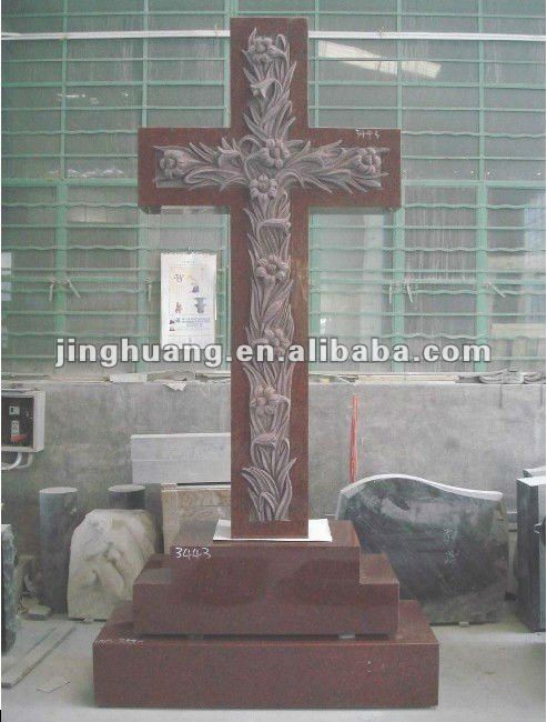 Red granite Cross shape headstone