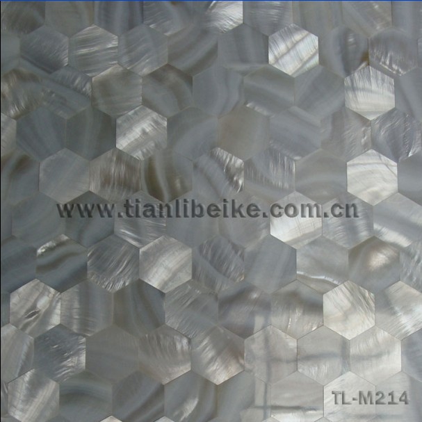 hexagon white freshwater shell tile