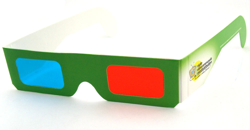 paper frame anaglyphic red/cyan 3d glasses