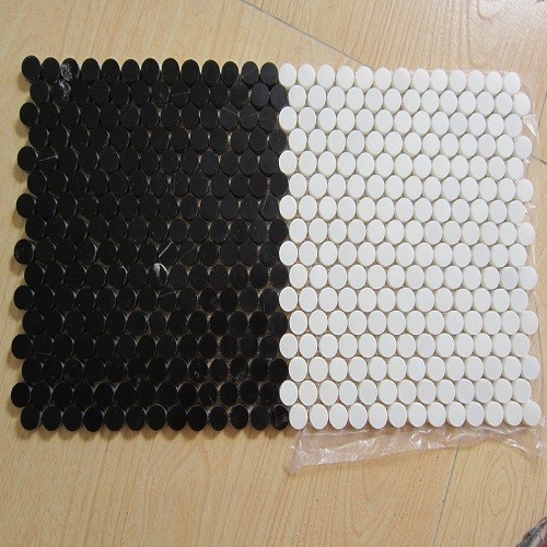 Round Black & White Wall Tile Marble Mosaic