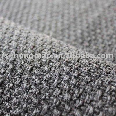 Black Woolen Tweed Woven Fabric 