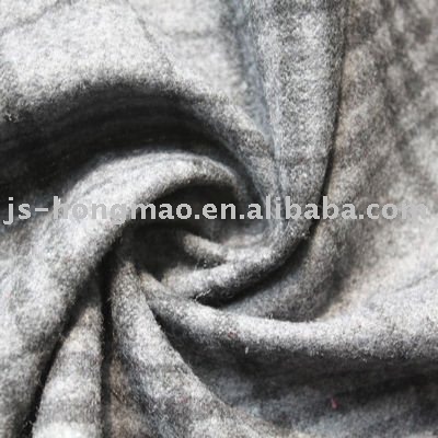 Grey Plaid Woolen Woven Fabric 