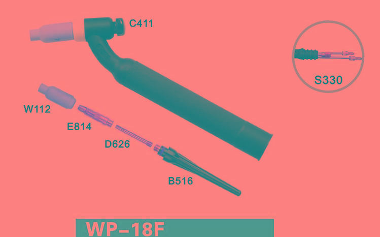 Tig welding torch and spare parts