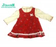 100%cotton girls red dress for autumn party
