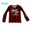 2012 autumn grid long sleeve red and black Kid's T-shirt
