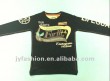 Children black cotton long sleeve T-shirts
