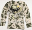 men's army green and white thick cotton t-shirt with eagle printed
