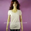 Embroidered puff sleeve lady's short sleeve t-shirt
