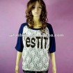 Fashion ladies embroidery letter printed t-shirt
