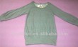Ladies' autumn puff sleeve and o-neck simple grey cotton t shirt
