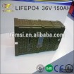 Hot sales rechargeable LIFEPO4 battery 36V 150AH for wind system