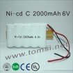Ni-cd C 2000mah 6V rechargeable battery  pack