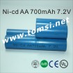 Ni-Cd AA 700mah 7.2V rechargeable battery  pack