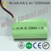 AA 2.4V 2500mAh NiMH Rechargeable Battery for Lighting devices and Toys