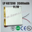 High capacity lipo lithium rechargeable battery pack LP487390 11.1V 3500mAh