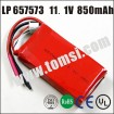 High discharge rate lipo lithium LP657573 11.1V 850mAh rechargeable battery