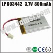 LP603442 3.7V 800mAh high drain lipo lithium rechargeable battery