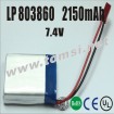 Li-polymer lithium LP803860 7.4V 2150mAh rechargeable battery pack