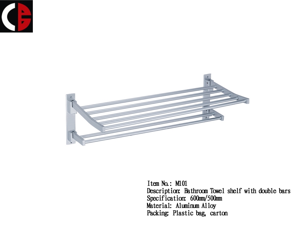 Bathroom Towel shelf with double bars M101