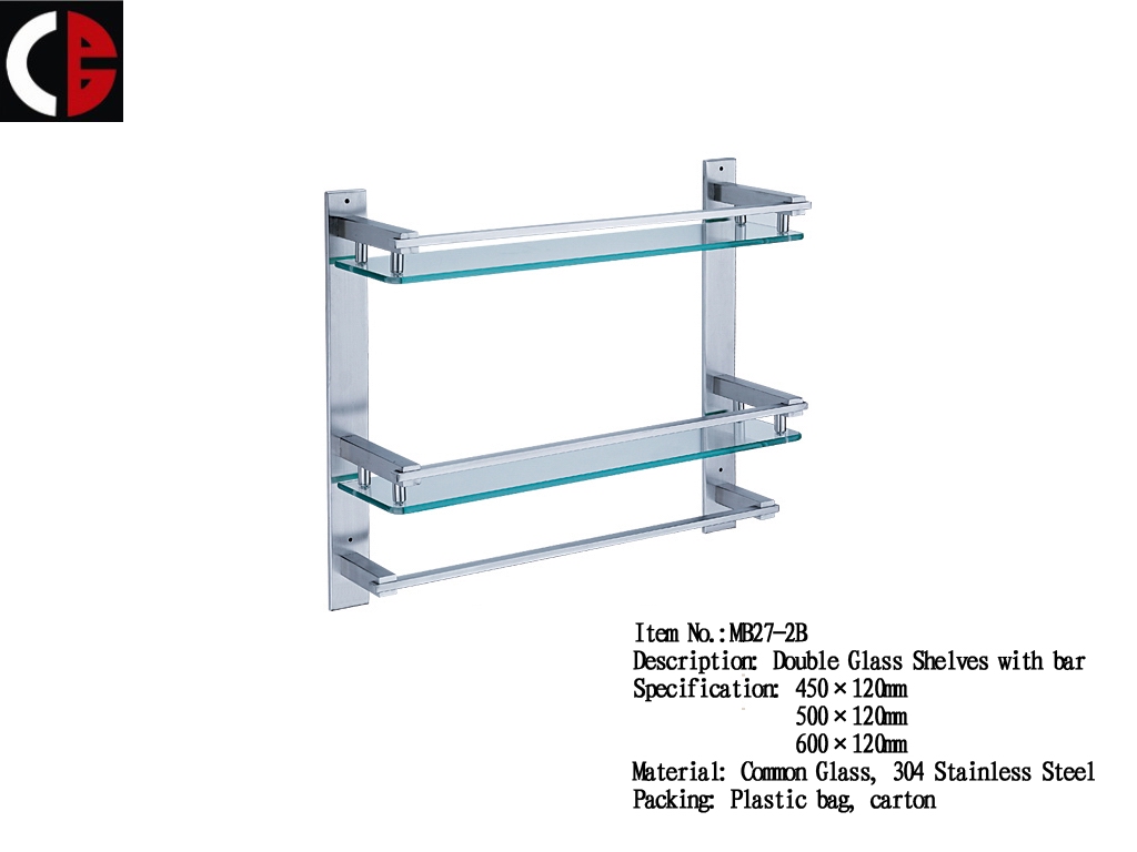 Double Glass Shelves with bar MB27-2B