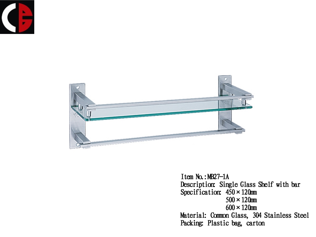 Single Glass Shelf with bar MB27-1A