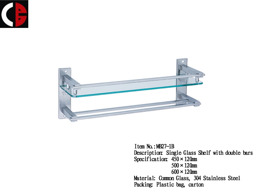 Single Glass Shelf with double bars MB27-1B