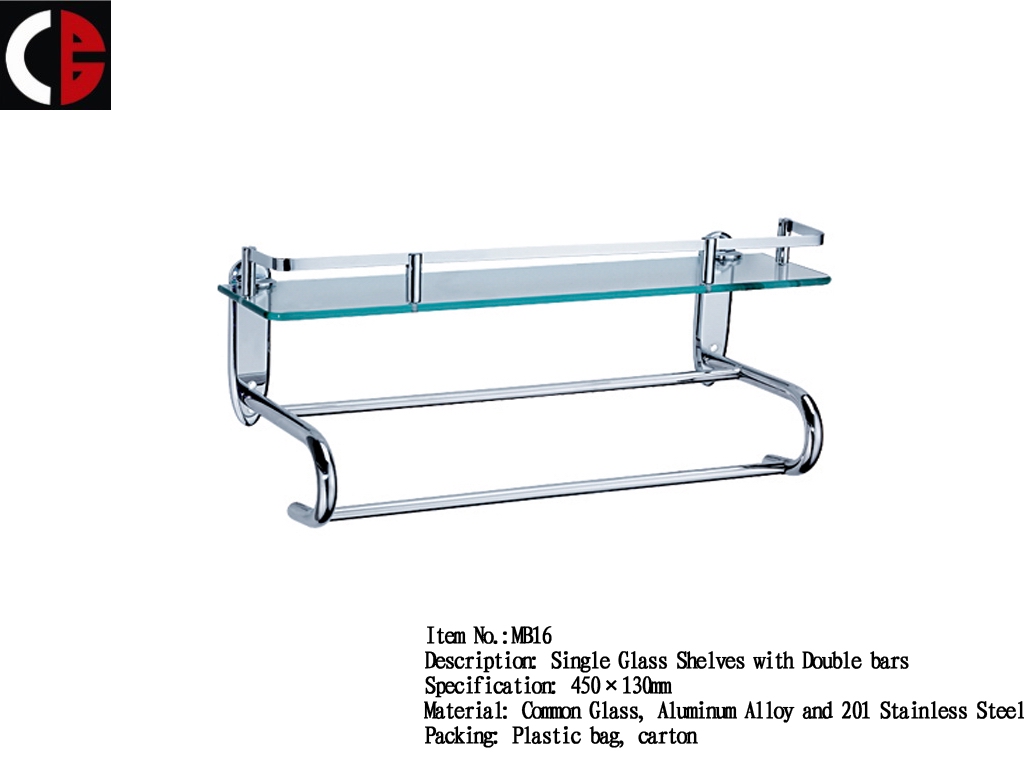 Single Glass Shelves with Double bars MB16