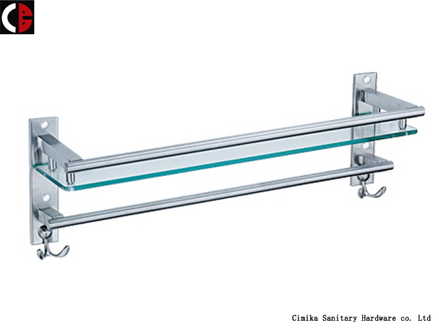 Single Glass Shelf with bars and hooks MB30-1A