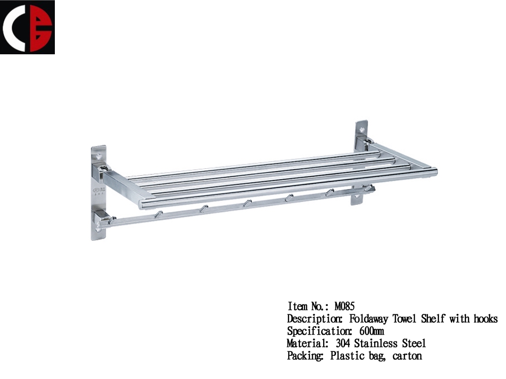 Foldaway Towel Shelf with hooks M085