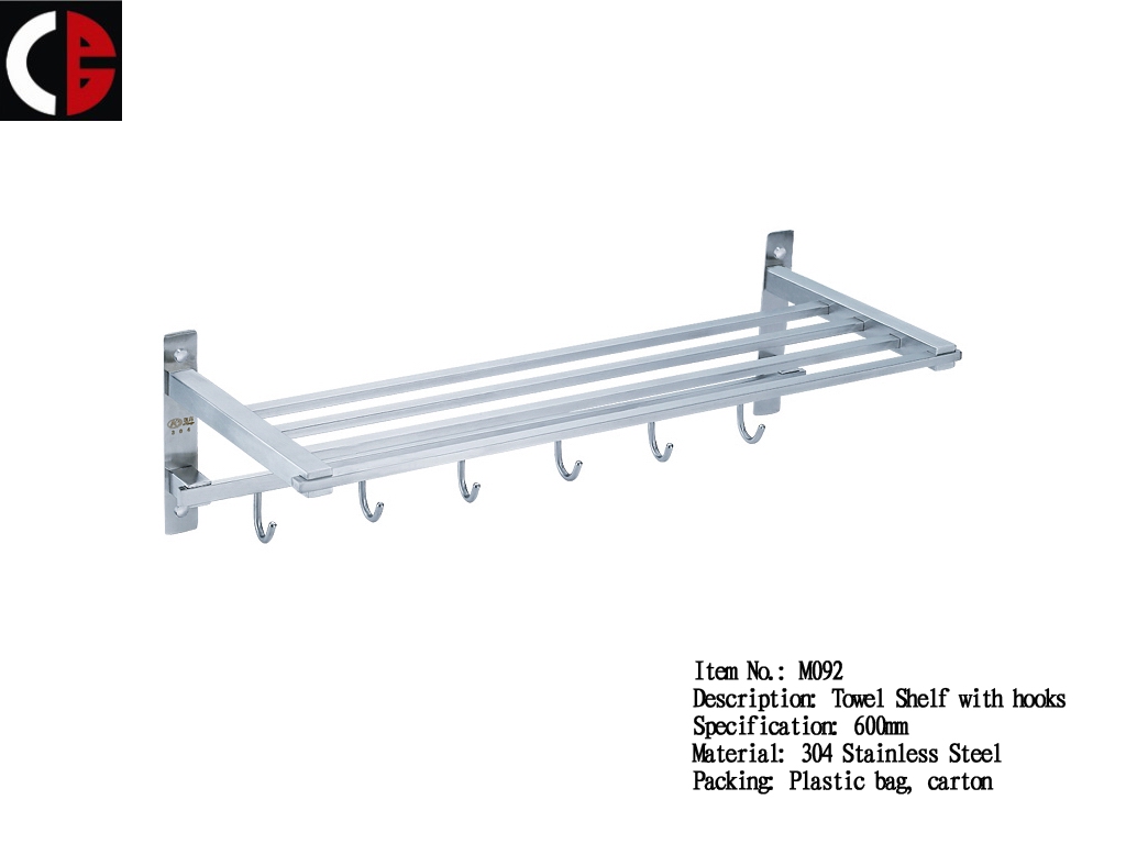 Towel Shelf with hooks M092