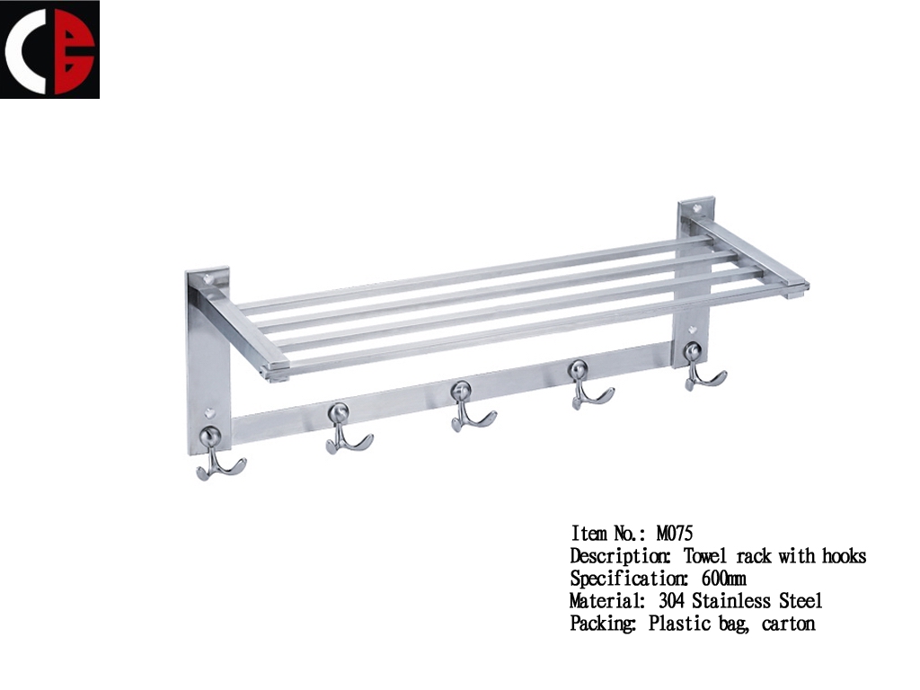 Towel rack with hooks M075
