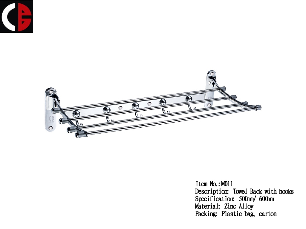 Zinc Alloy Towel Rack with hooks M011