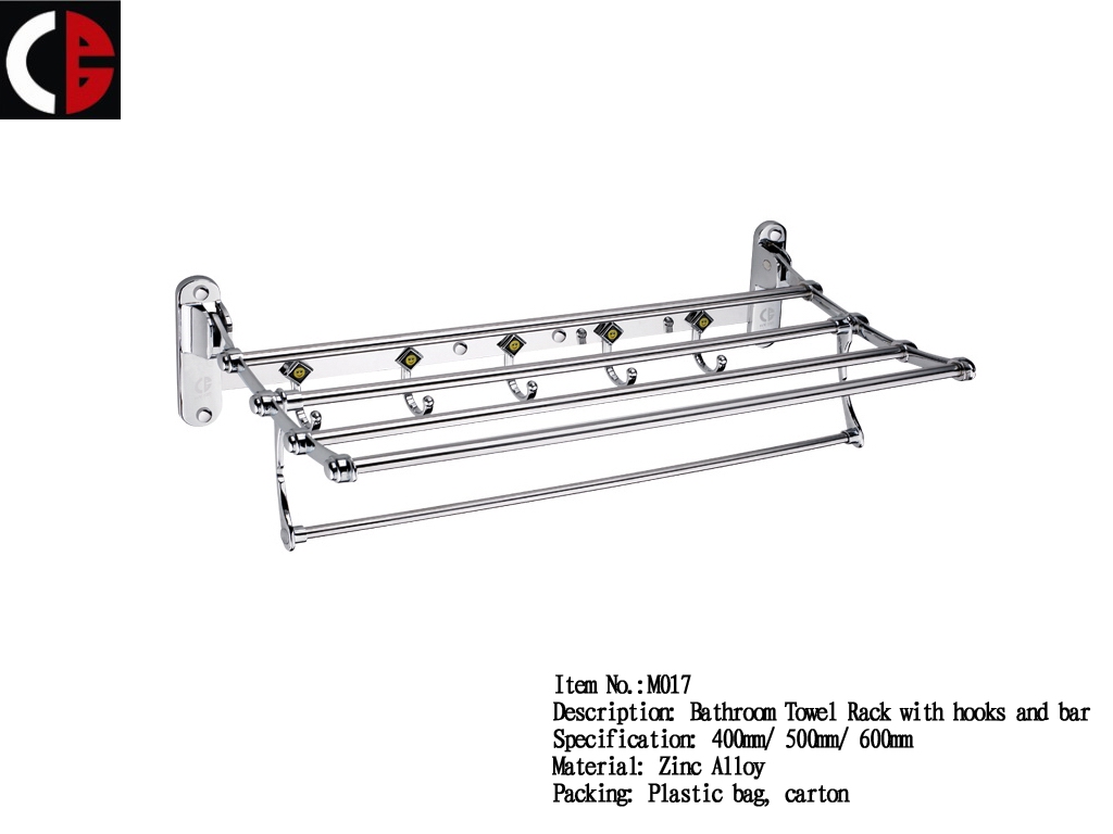 Zinc Alloy Towel Rack with hooks and bar M017