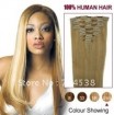 100% human hair Clip-in Extension #27/613 mixed