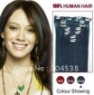 100% human hair Clip-in Extension blue color