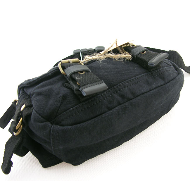 0102 black 100% cotton washed canvas waist bag